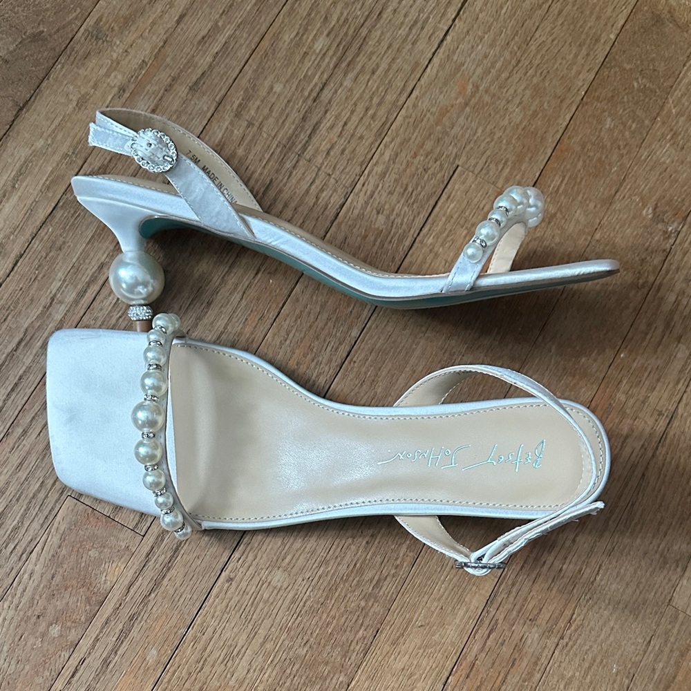 Betsey Johnson Delta Pearl-Embellished Heels